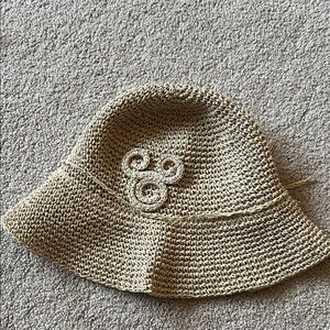 Straw Bucket Hat with Swirl Detail - Beige